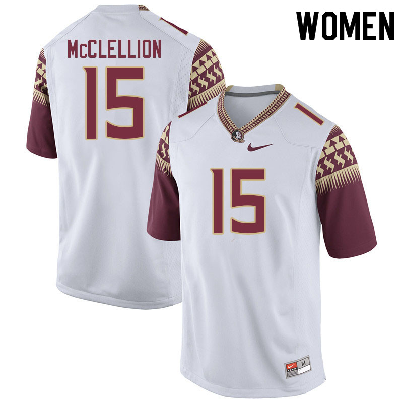 Women #15 Jarques McClellion Florida State Seminoles College Football Jerseys Sale-White - Click Image to Close